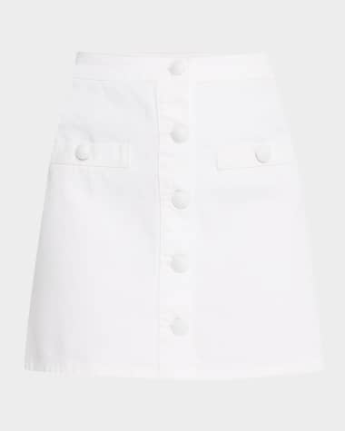 L'Agence Kris Button-Front Denim Mini Skirt