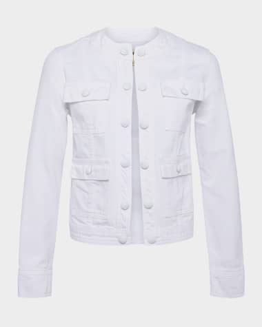 L'Agence Yari Collarless Denim Jacket