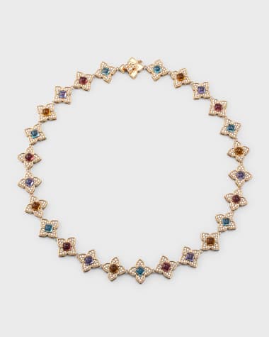 Roberto Coin 18K Rose Gold Princess Flower Diamond, Ruby, and Tanzanite Necklace