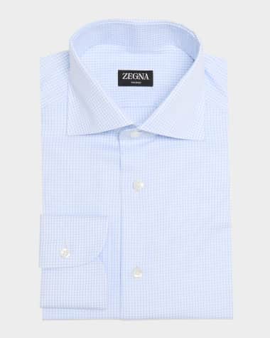 ZEGNA Men's Trofeo Cotton Graph Check Dress Shirt