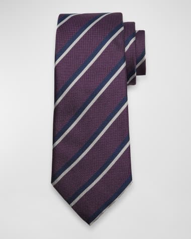 ZEGNA Men's Herringbone Stripe Silk Tie