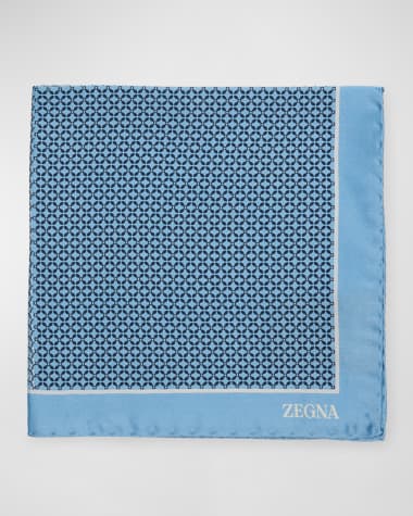 ZEGNA Men's Silk Diamond-Print Pocket Square