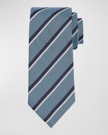 ZEGNA Men's Herringbone Stripe Silk Tie