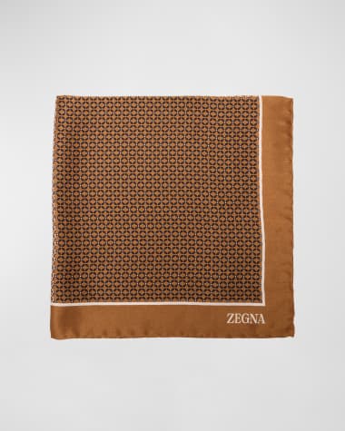 ZEGNA Men's Vicuna Diamond-Print Silk Tie