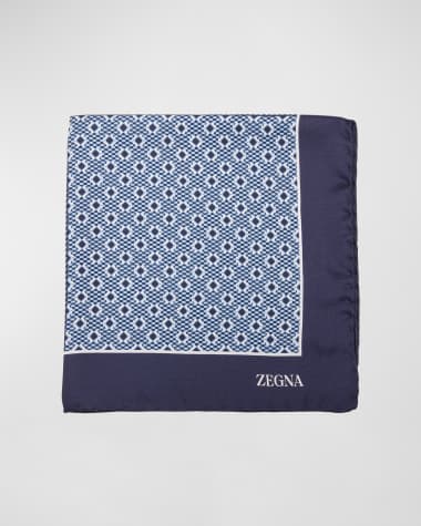 ZEGNA Men's Triangle-Print Silk Tie