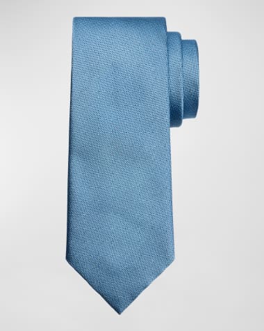 ZEGNA Men's Micro-Chevron Silk Tie