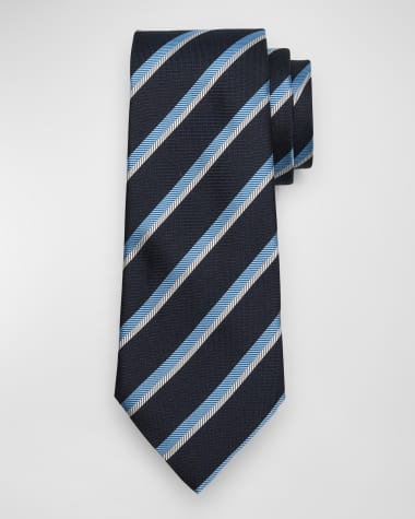 ZEGNA Men's Herringbone Stripe Silk Tie