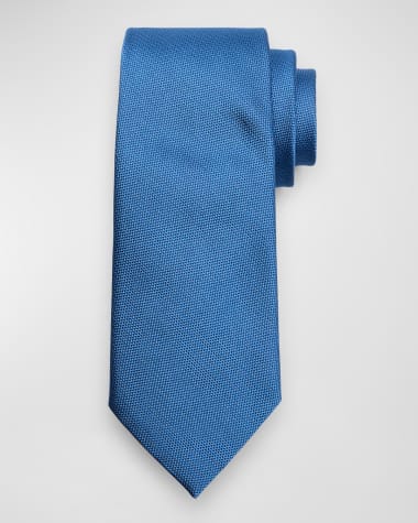 ZEGNA Men's Micro-Chevron Silk Tie
