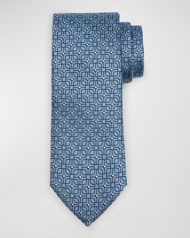 ZEGNA Men's Overlapping Square Silk Tie