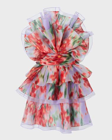 Carolina Herrera Strapless Tiered Ruffle Mini Dress