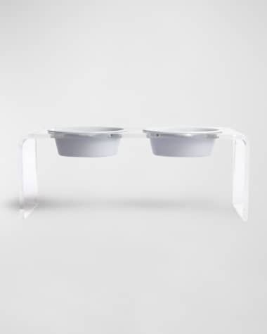 HIDDIN Medium Clear Double Bowl Pet Feeder, 1 Quart
