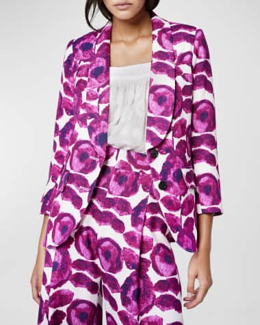 Smythe Dickens Shawl Collar Cropped-Sleeve Blazer