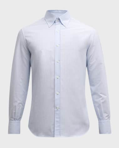 Brunello Cucinelli Men's Cotton Pinstripe Sport Shirt