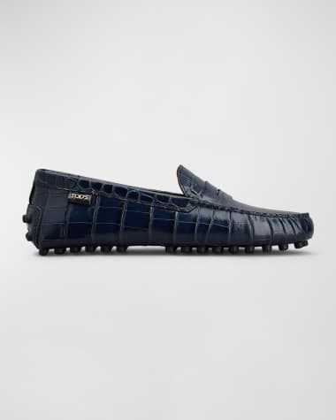 Tod's Gommino Croco Penny Driver Loafers
