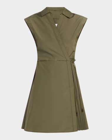 Tanya Taylor Shivon Cap-Sleeve Poplin Mini Wrap Dress