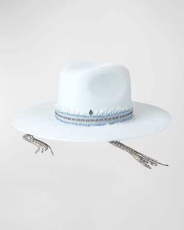 Maison Michel Eliza Fedora With Embellished Denim Band