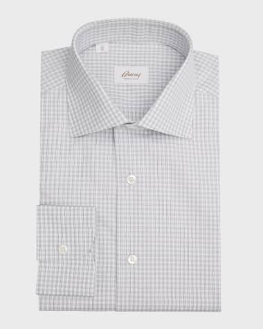 Brioni Men's Cotton Check Dress Shirt