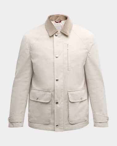 Brunello Cucinelli Men's Corduroy-Lined Cotton Car Coat