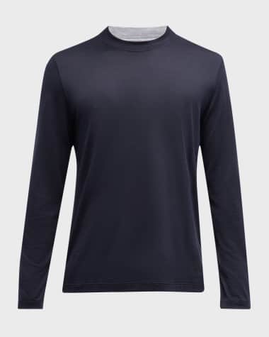 Brunello Cucinelli Men's Silk-Cotton Long Sleeve T-Shirt