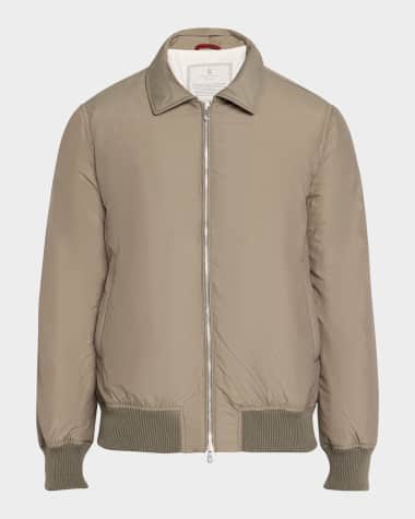 Brunello Cucinelli Men's Nylon-Silk Full-Zip Bomber Jacket
