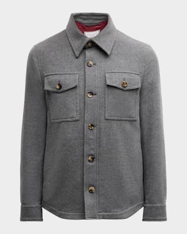 Brunello Cucinelli Men's Cashmere Western Shirt Jacket