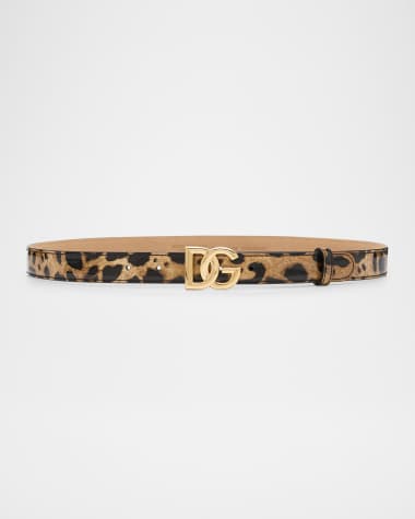 Dolce&Gabbana Interlocked Logo Polished Calf Leather Belt