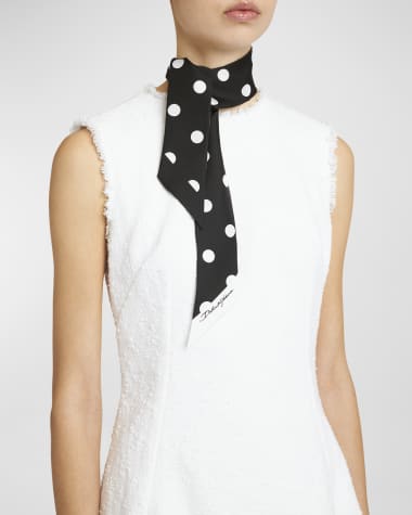 Dolce&Gabbana Striped Polka-Dot Silk Twill Skinny Scarf
