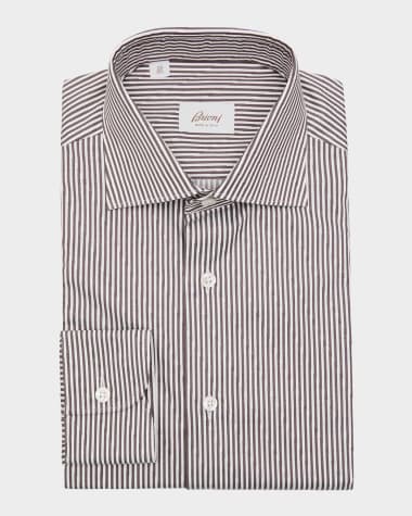 Brioni Men's Cotton Bengal Stripe Dress Shirt