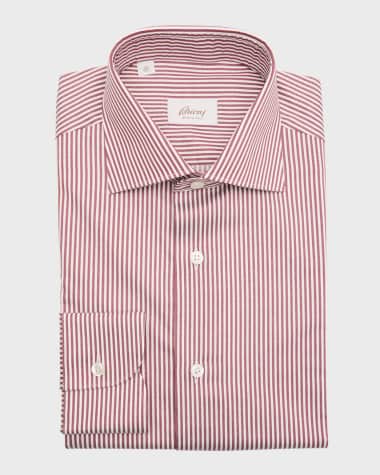Brioni Men's Cotton Bengal Stripe Dress Shirt