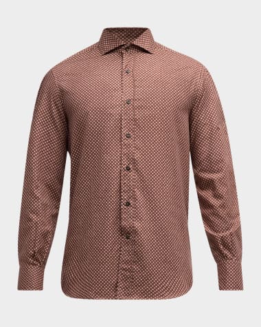 Brunello Cucinelli Men's Cotton Micro-Diamond Sport Shirt