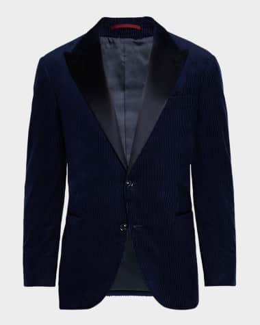 Brunello Cucinelli Men's Corduroy Satin-Lapel Dinner Jacket