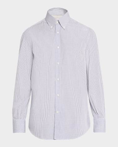 Brunello Cucinelli Men's Cotton Micro-Gingham Sport Shirt