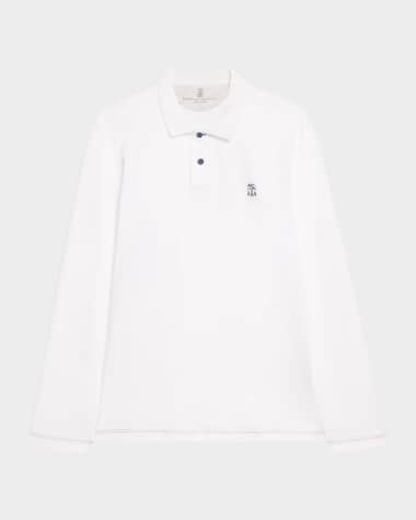 Brunello Cucinelli Men's Long-Sleeve Travel Polo Shirt