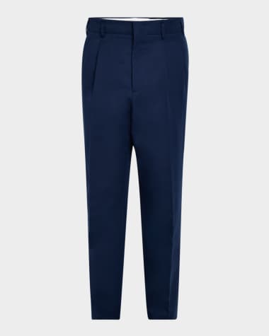 Brunello Cucinelli High-Rise Cotton Gabardine Straight-Leg Pleated Trousers