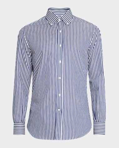 Brunello Cucinelli Men's Cotton Bengal Stripe Sport Shirt