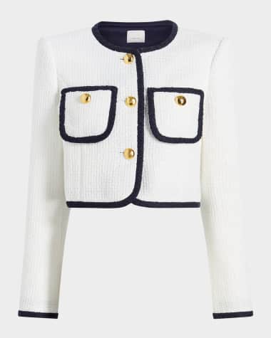 Cinq a Sept Auden Contrast Bouclé Cropped Jacket