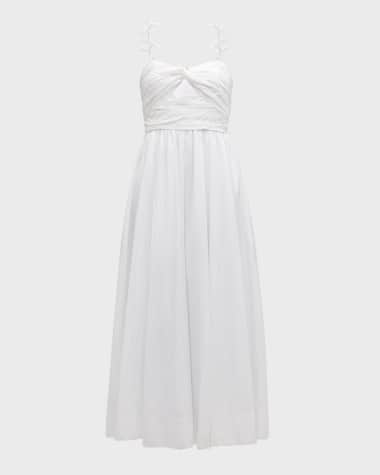 Cinq a Sept Agnes Bow-Strap Sweetheart Midi Dress