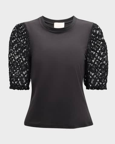 Cinq a Sept Corianna Crochet Lace Short-Sleeve Combo Top