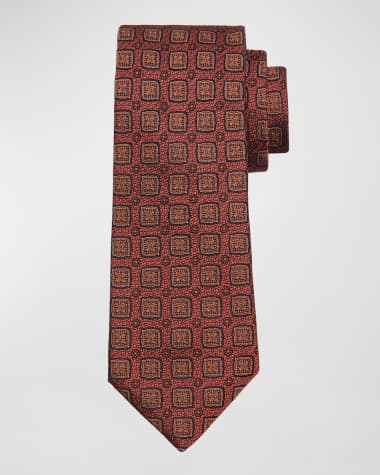 Brunello Cucinelli Men's Silk-Cotton Geometric Tie