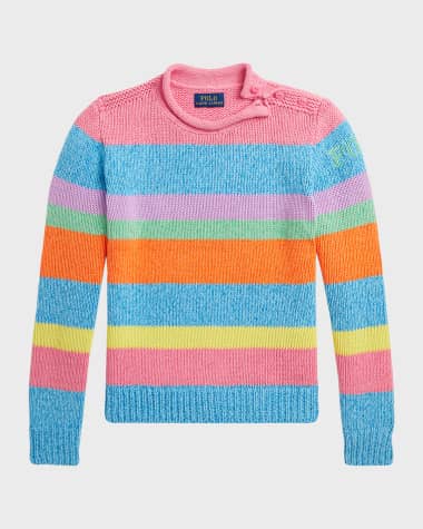 Ralph Lauren Childrenswear Girl's Multicolor Striped Sweater, Size S-XL Girl's Multicolor Striped Sweater, Size 2-6X