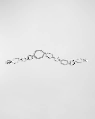 Mimi So 18K White Gold Jackson Multi Link Bracelet with Pave Diamonds