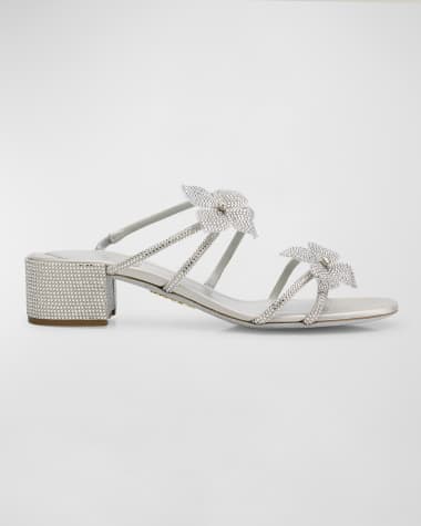 Rene Caovilla Floraine Crystal Flowers Slide Sandals