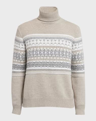 ZEGNA Men's Cashmere Jacquard Fair Isle Turtleneck Sweater
