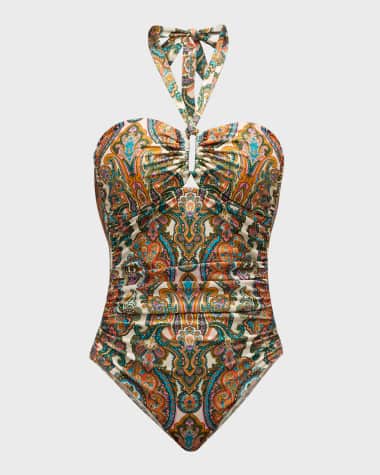 Zimmermann Ottie Paisley Wide Link One-Piece Swimsuit