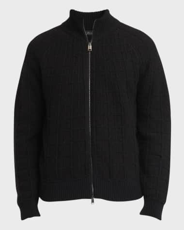 Brioni Men's Cashmere Jacquard Full-Zip Sweater