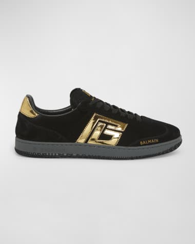 Balmain Swan Suede Mirror Low-Top Sneakers