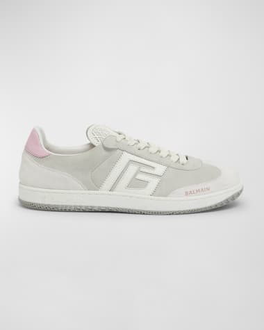 Balmain Swan Mixed Leather Low-Top Sneakers