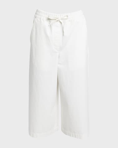 Loewe x Paula Ibiza Anagram Drawstring Wide Leg Cropped Denim Trousers