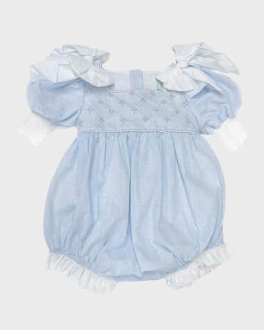 Petite Maison Kids Girl's Charlotte Faux Pearl Linen Romper, Size 6M-4