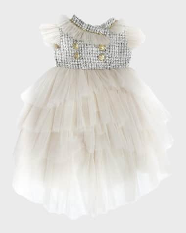 Petite Maison Kids Girl's Fira Tweed and Tulle Layered Dress, Size 12M-10